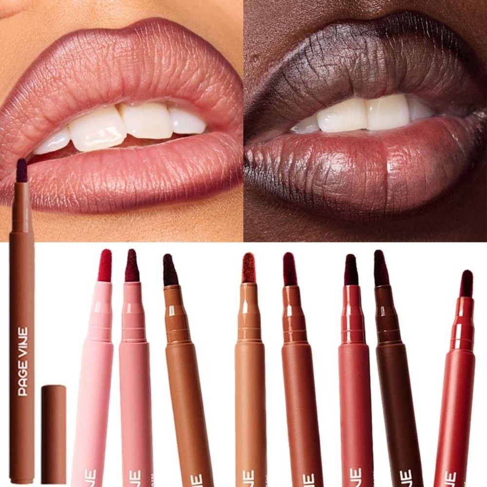Matte Velvet Lip Tint Long Lasting - Pensil Lip Liner Cokelat Velvet, Cairan