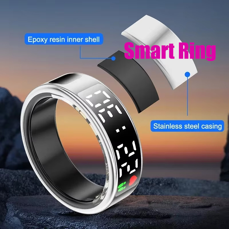 Health Monitors - Cincin Pintar Kebugaran dengan Layar LED,