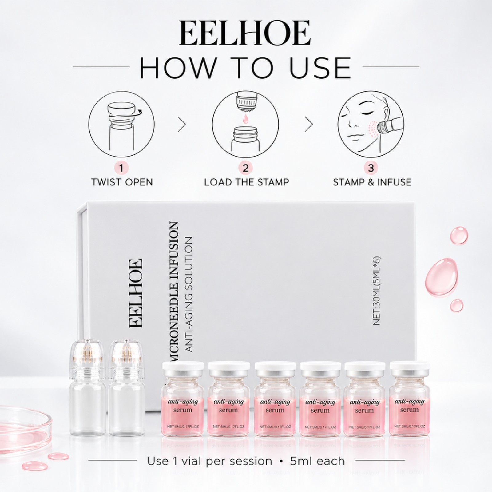 Paket Serum Jarum Mikro 0,2 mm - Hyaluronic Acid Facial Serum ulasan dan harga