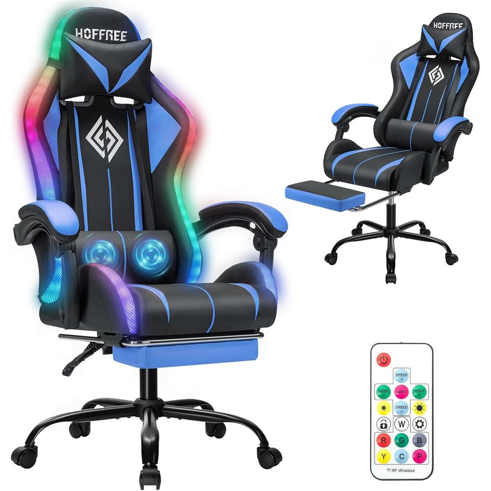 Kursi Gaming LED dengan Lampu  - Massage ulasan dan harga